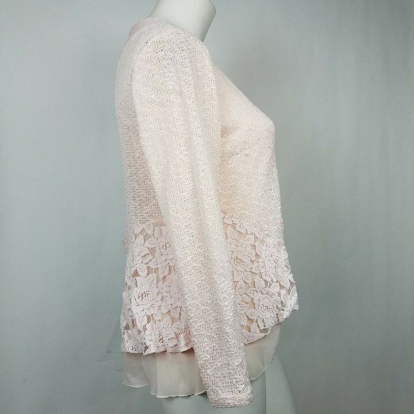 Style & Co Womens Sweater Pink Lace Inset Size L - Picture 4 of 9